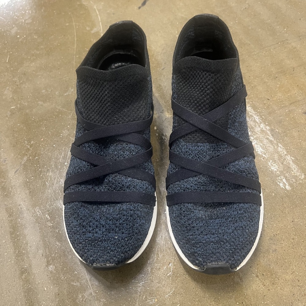 Eileen Fisher Size 8 Womens Black Navy Knit Crisscross Elastic Slip On Sneakers